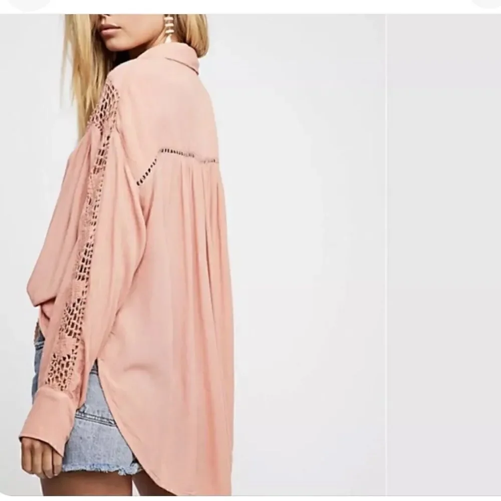 Free People Katie Bird Buttondown Blouse size medium