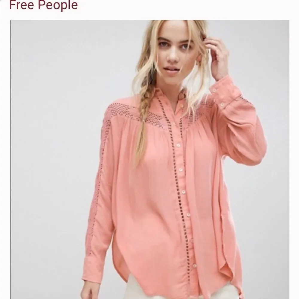 Free People Katie Bird Buttondown Blouse size medium