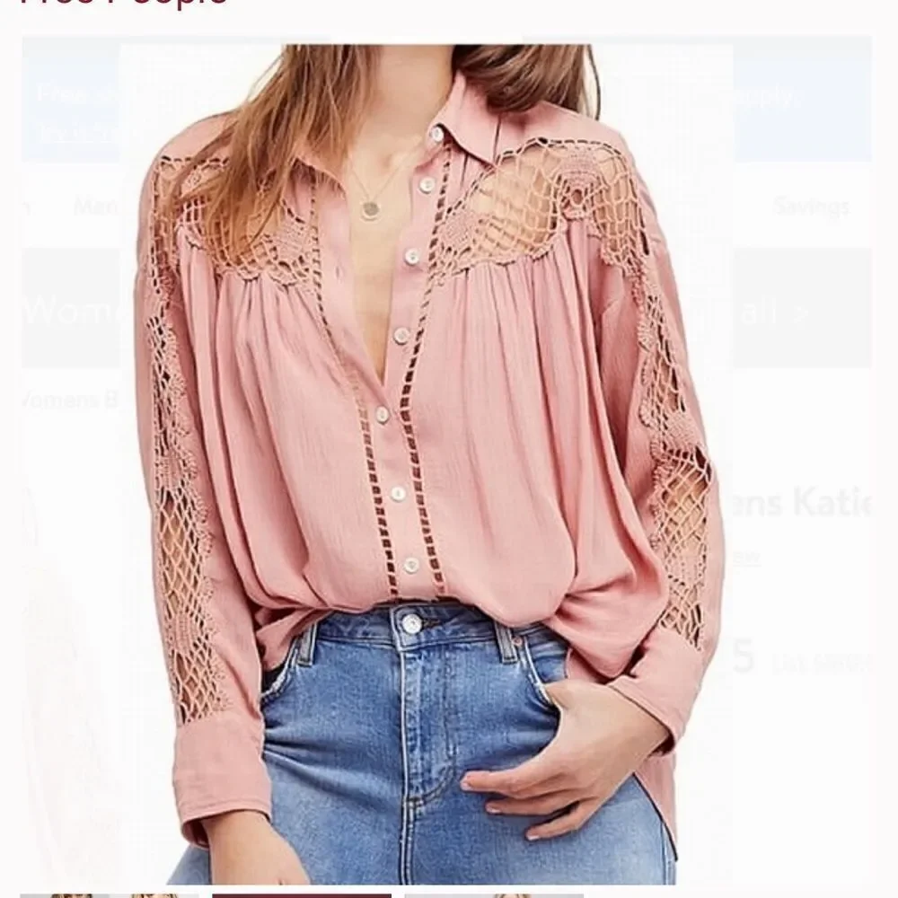 Free People Katie Bird Buttondown Blouse size medium