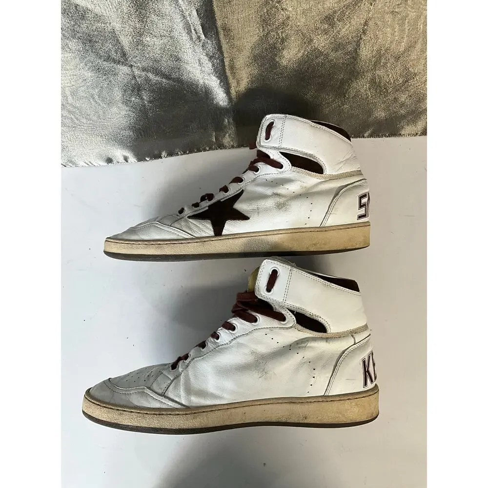 Golden goose Women’s Sky-Star in white nappa leather with chocolate suede star