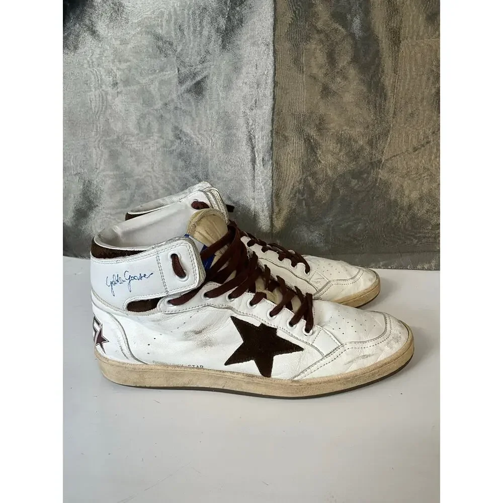 Golden goose Women’s Sky-Star in white nappa leather with chocolate suede star