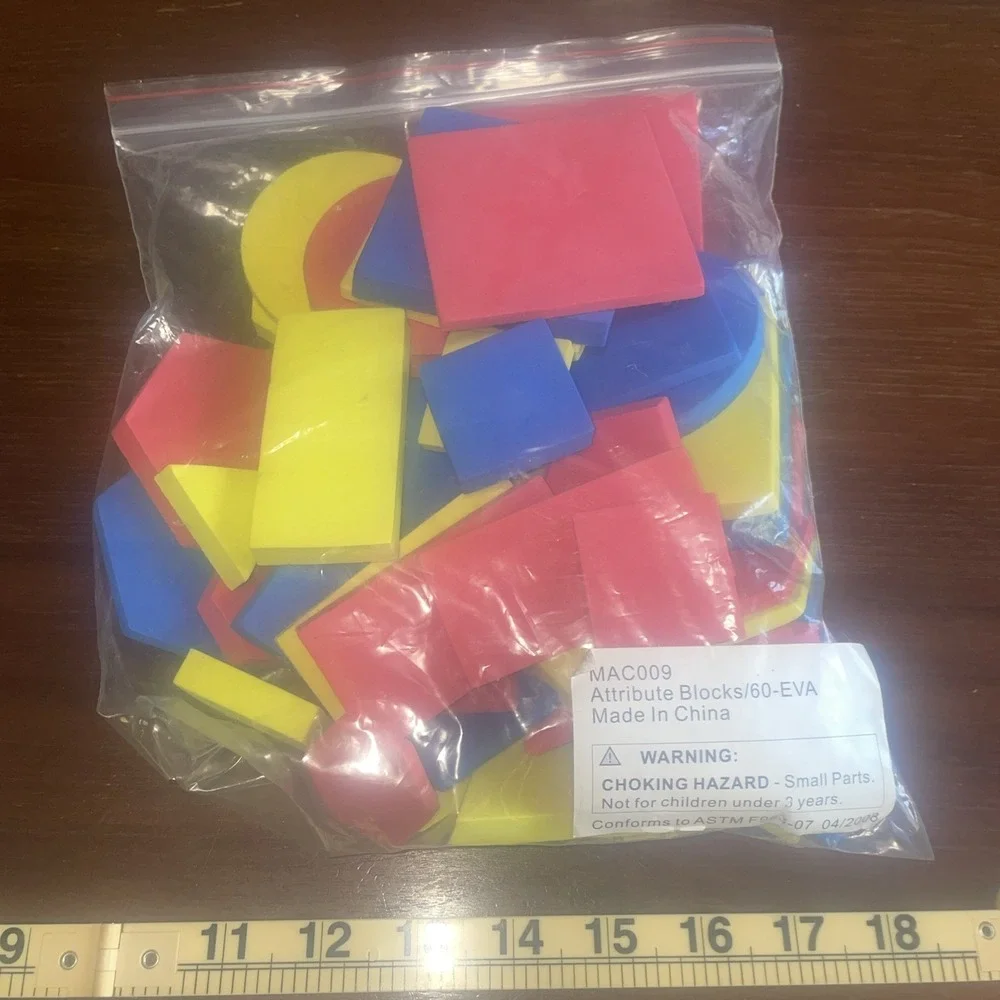 Red Yellow Green Blue Shapes Counting Manipulative Homeschool Tiles Geometry