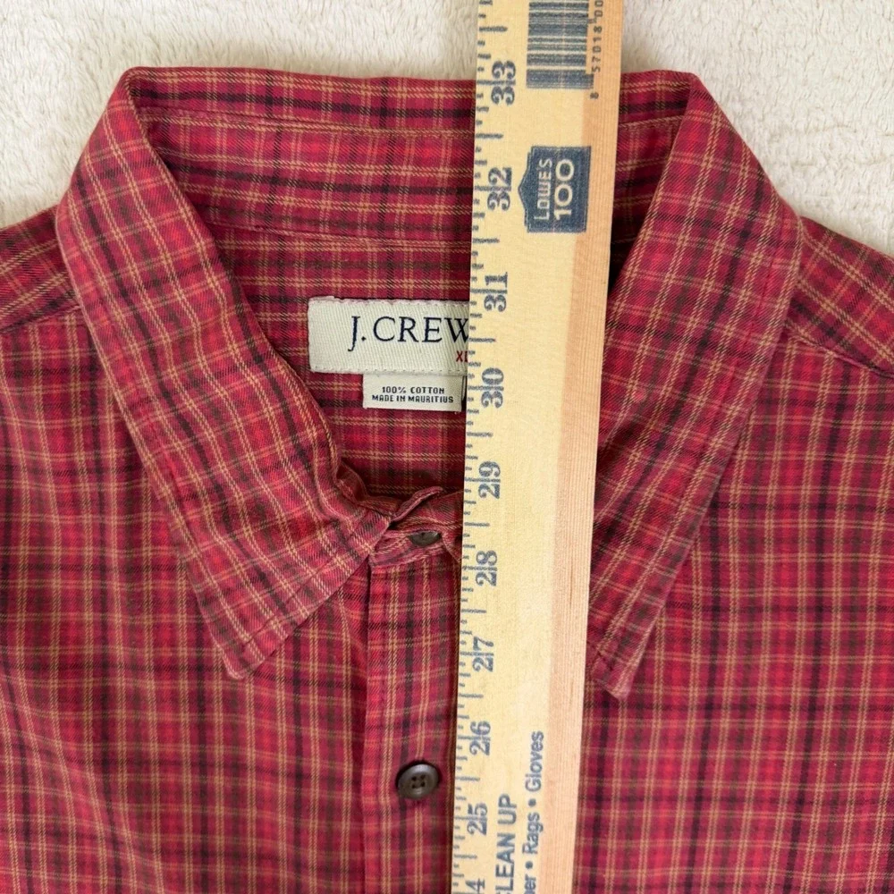 J.‎ Crew Button Down Shirt Mens XL Red Plaid Long Sleeve Cotton Pockets