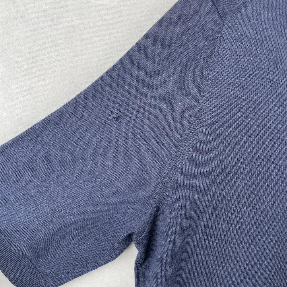 Banana Republic Men Navy Blue 100% Merino Wool S/S Parisian Luxury Sweater Top M