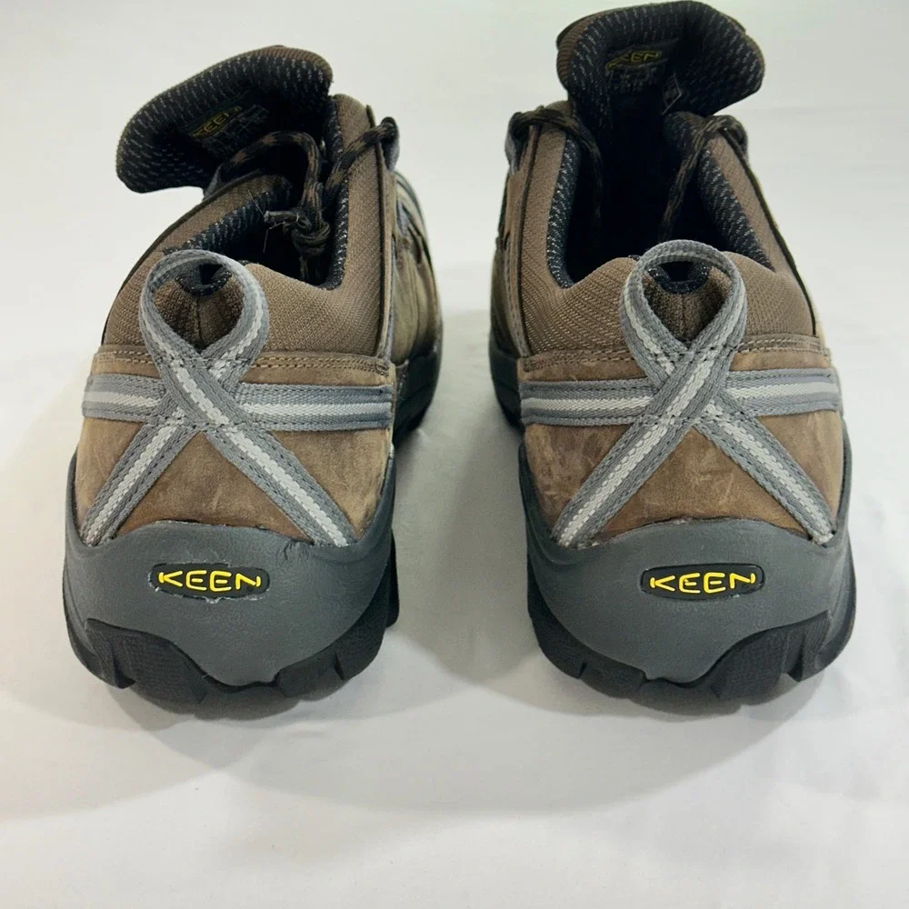 Keen‎ Work Shoes Flint Low 15 Brown Leather Steel Toe ESD Safety Hiking Utility