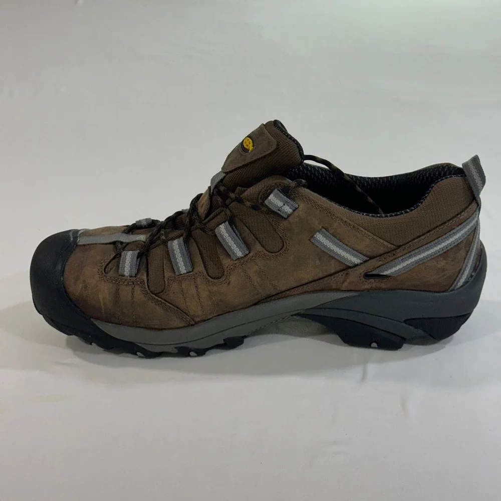 Keen‎ Work Shoes Flint Low 15 Brown Leather Steel Toe ESD Safety Hiking Utility