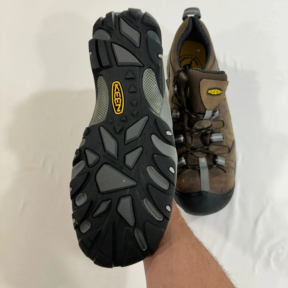 Keen‎ Work Shoes Flint Low 15 Brown Leather Steel Toe ESD Safety Hiking Utility