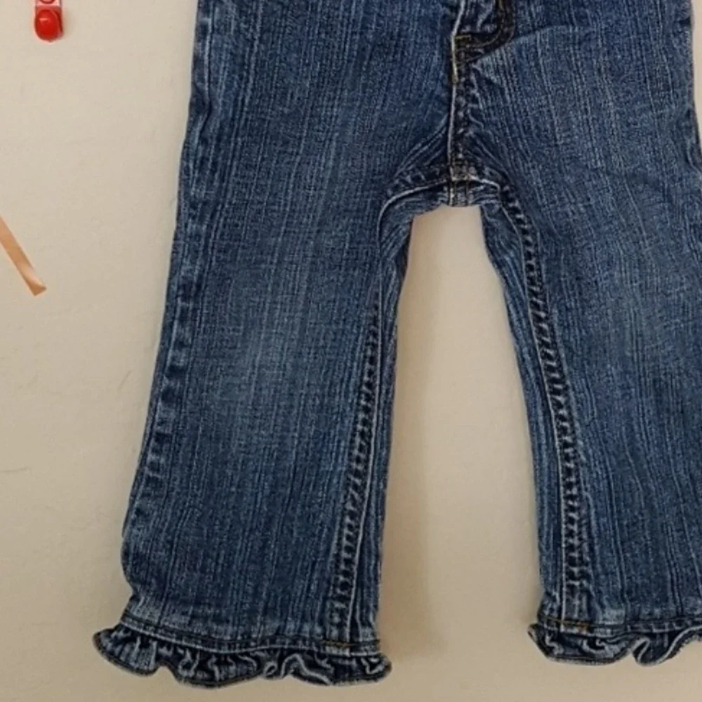 The Children's Place‎ Y2K Jeans Girl's Denim Ruffle Hem Blue