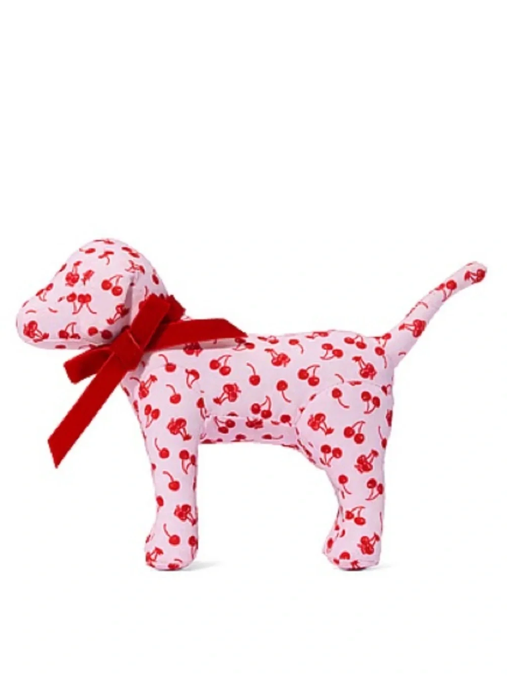 Plush Cherry-Print Dog Toy with Red Ribbon 🍒🐶