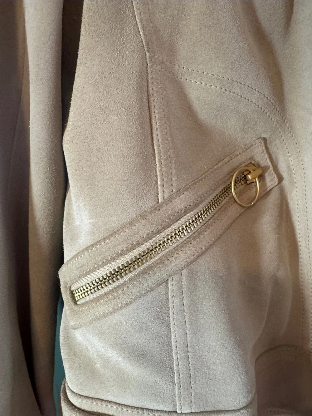 NWT Tory Burch Taupe Suede Moto Biker Jacket Brushed Gold Hardware Heavy$1K tag!