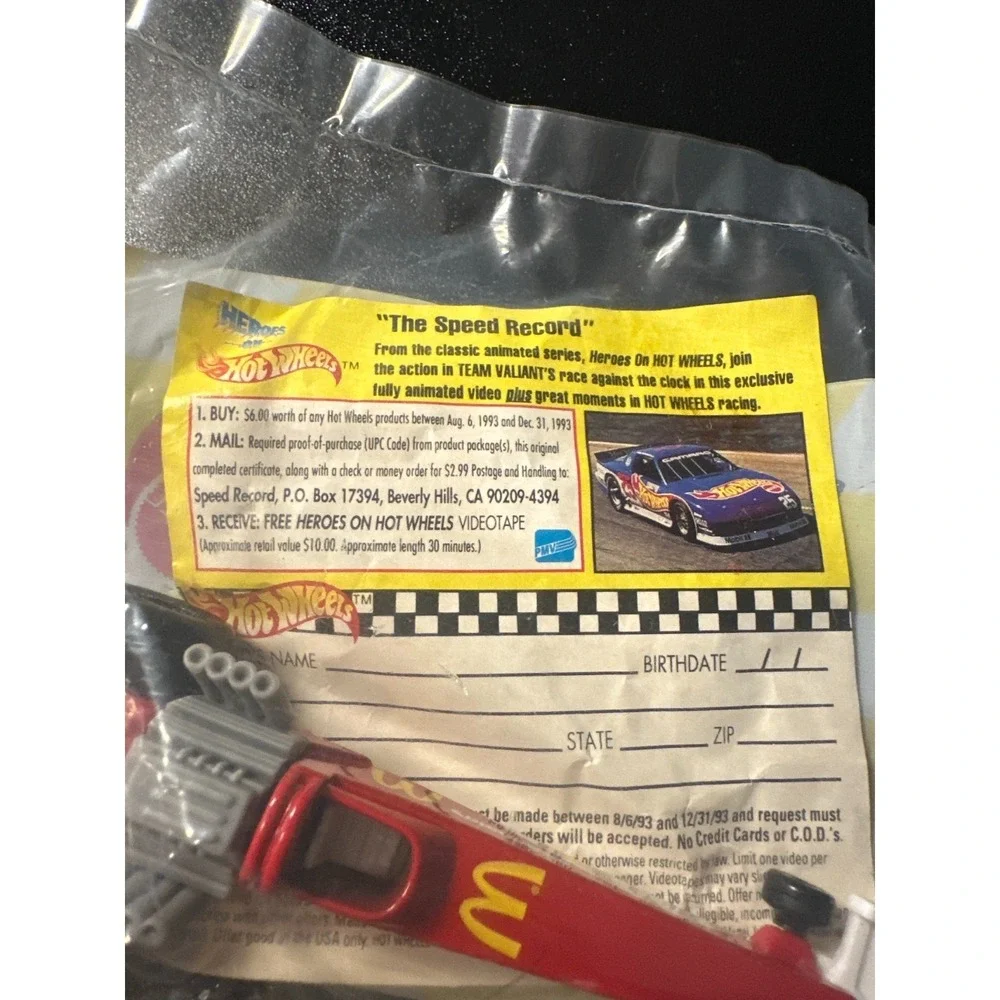 Vintage‎ 1993 Hot Wheels McDonald's Dragster Racing Series Sealed Happy Meal Toy
