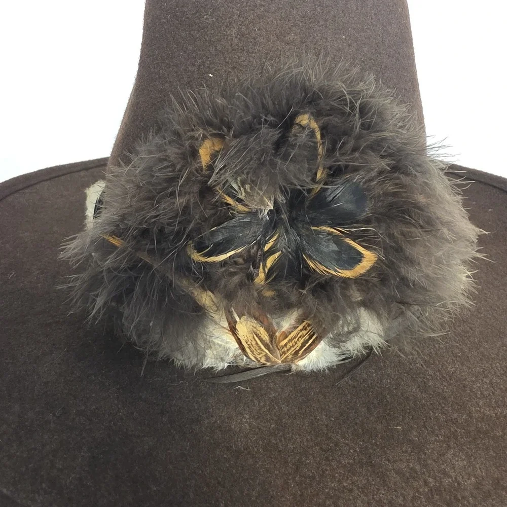 Bailey Teton Brown 7 3/8  Western Cowboy Hat USA Made 100% Wool Feather‎ Band