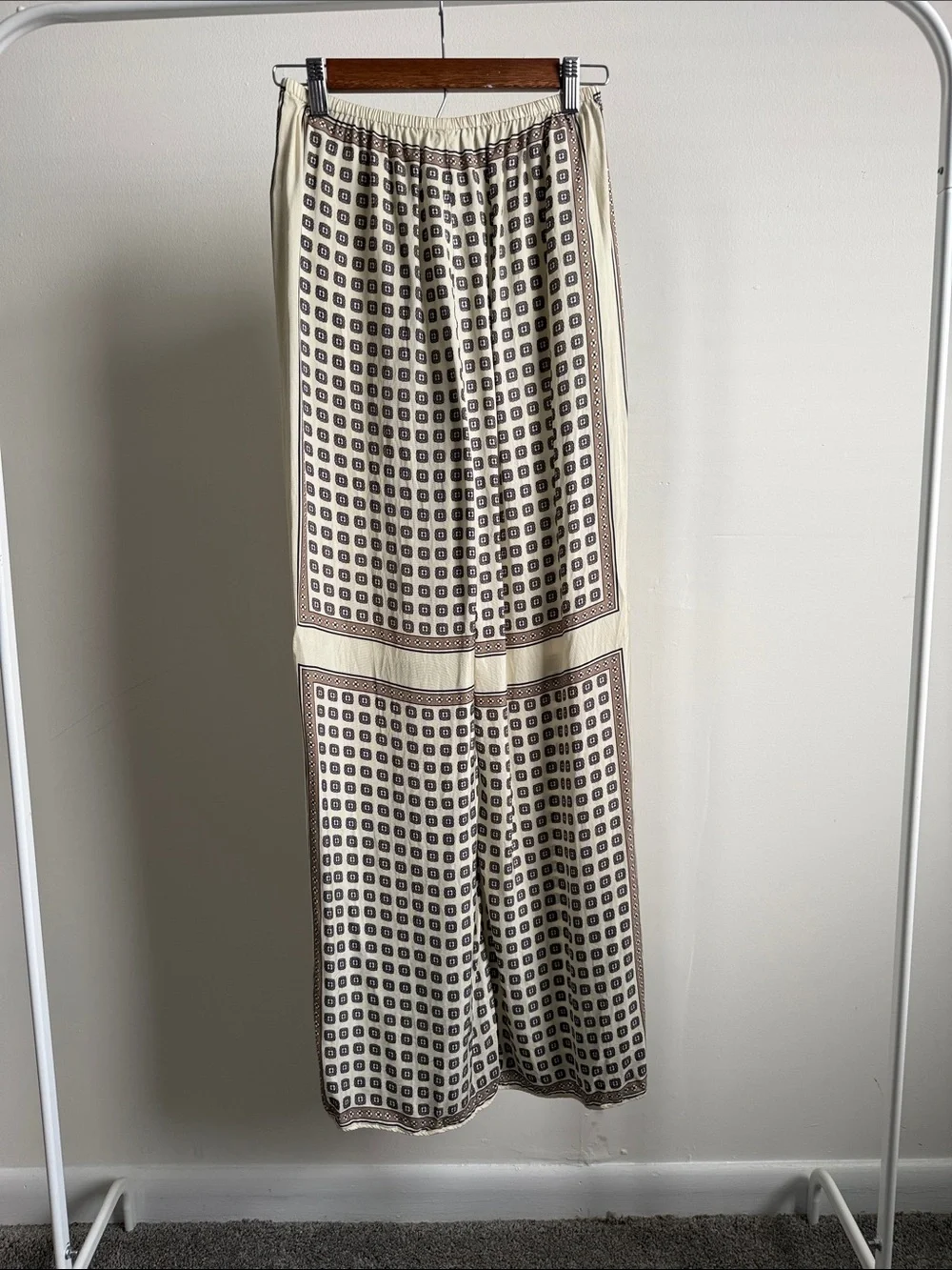 J. Crew Beige and Black Geometric Print Relaxed Pants