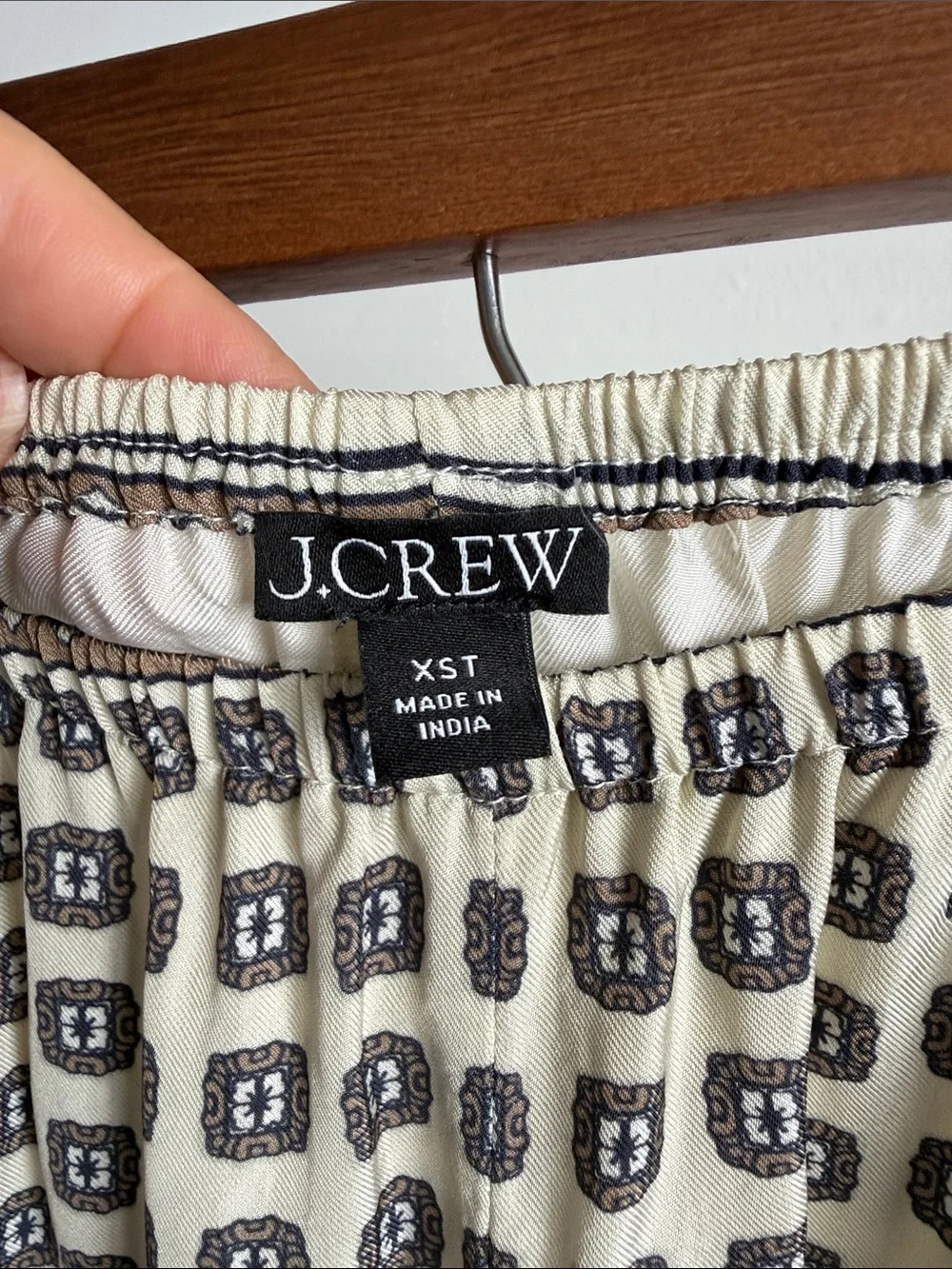 J. Crew Beige and Black Geometric Print Relaxed Pants