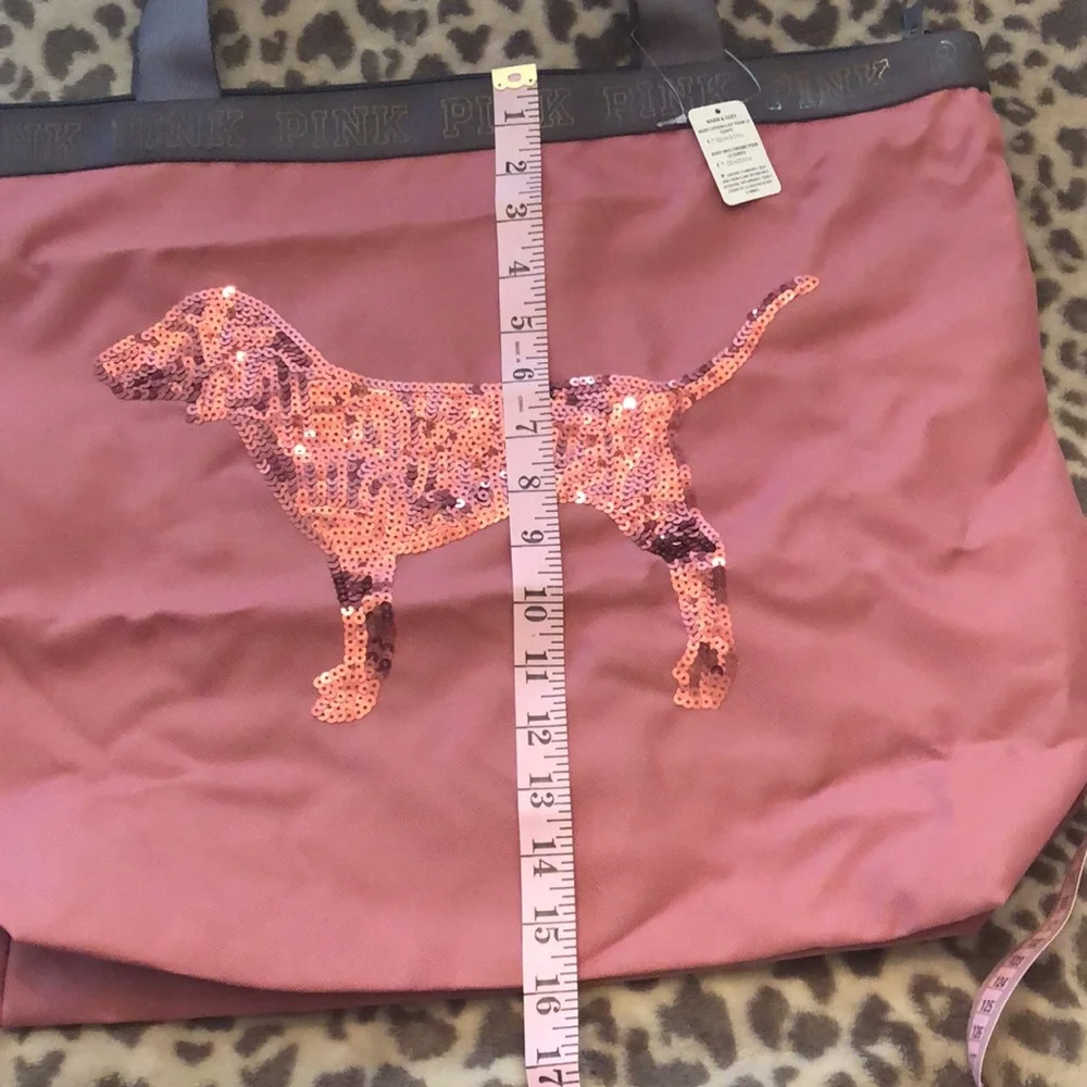 2016 PINK Victoria’s Secret Sequin Dog Tote Bag in Pink