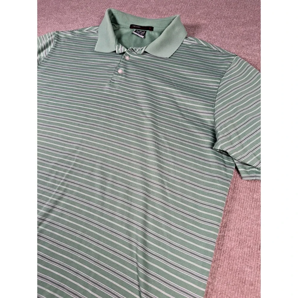 Nike Fit Dry Tiger Woods Collection Men Green Striped Golf Polo Size Extra Large