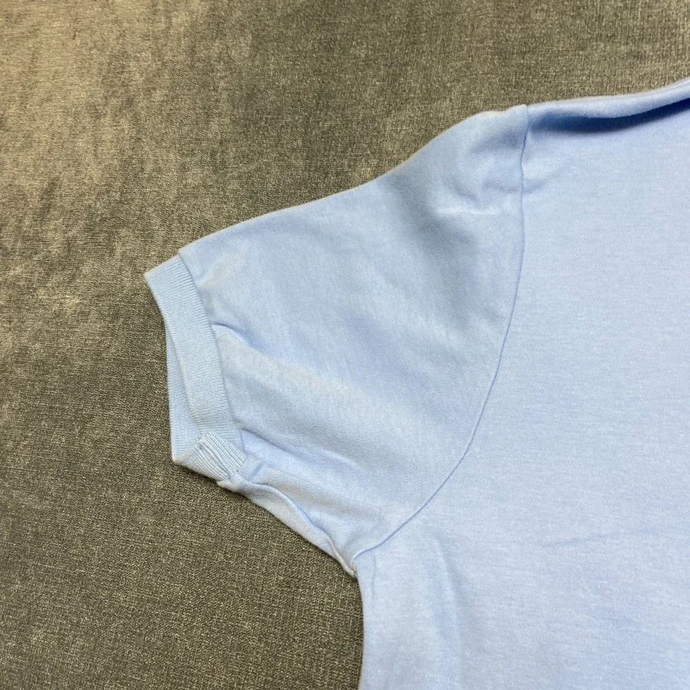 VTG Polo Ralph Lauren Polo Shirt Mens Medium Blue Cotton Hi Low Hem Pony