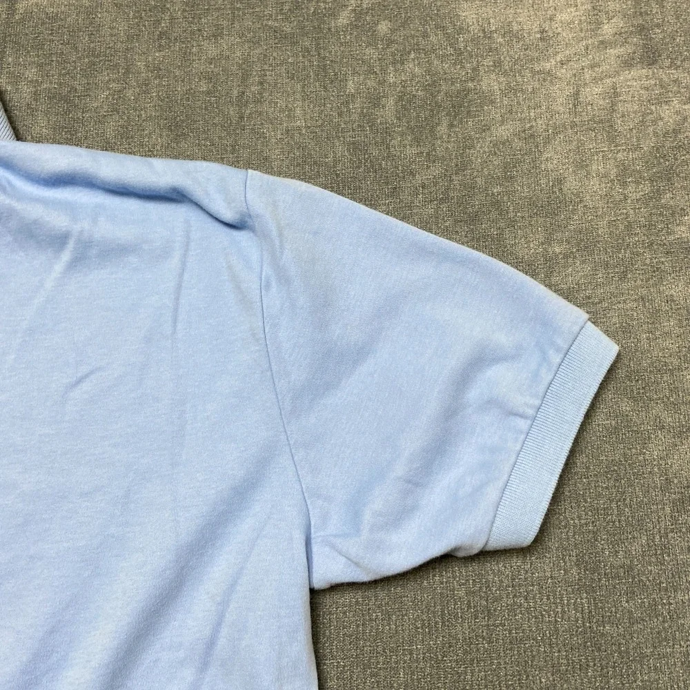 VTG Polo Ralph Lauren Polo Shirt Mens Medium Blue Cotton Hi Low Hem Pony