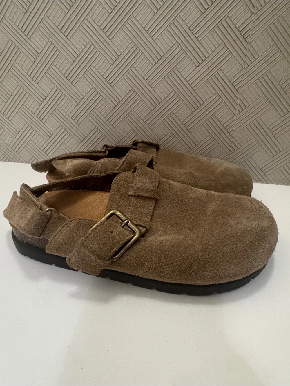 Zara Kids STORIESZ - SPLIT LEATHER CLOGS - Sandy Brown / Eu 30-US 12 - leather