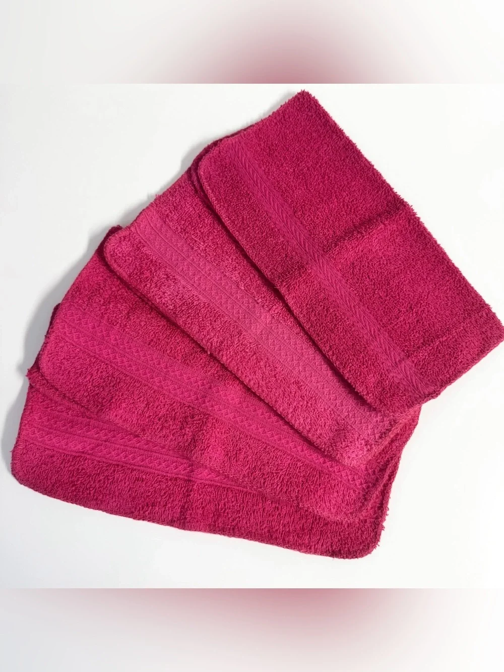 Comfort Bay Pink Washcloths with Dobby Border 100% Cotton 12x12 Lot of Four NWT