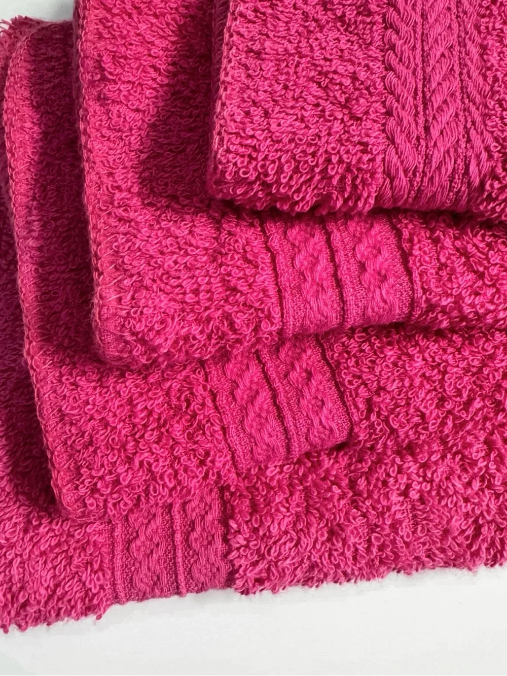 Comfort Bay Pink Washcloths with Dobby Border 100% Cotton 12x12 Lot of Four NWT
