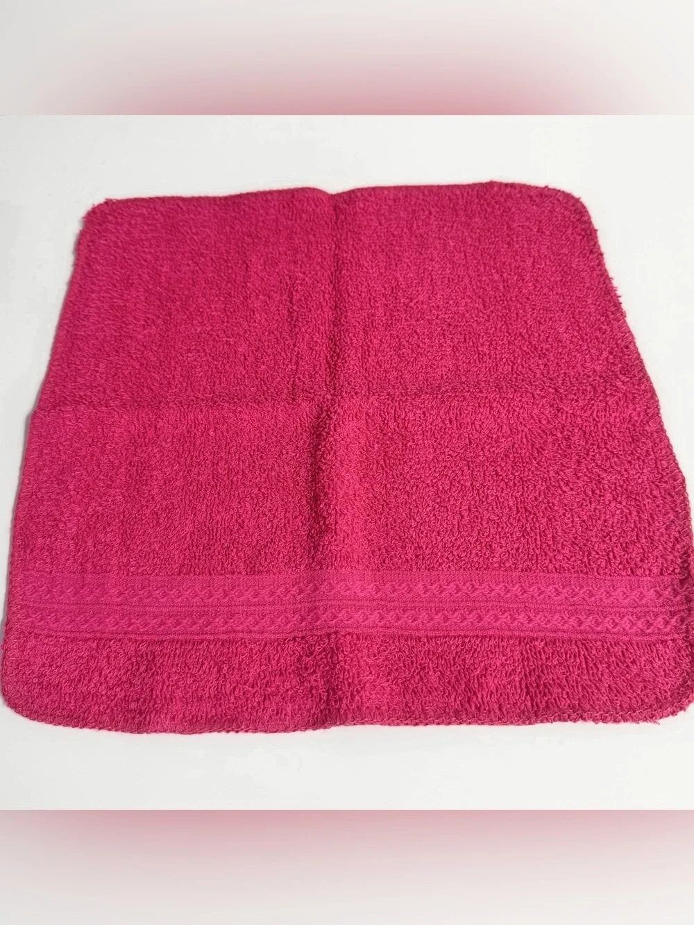 Comfort Bay Pink Washcloths with Dobby Border 100% Cotton 12x12 Lot of Four NWT