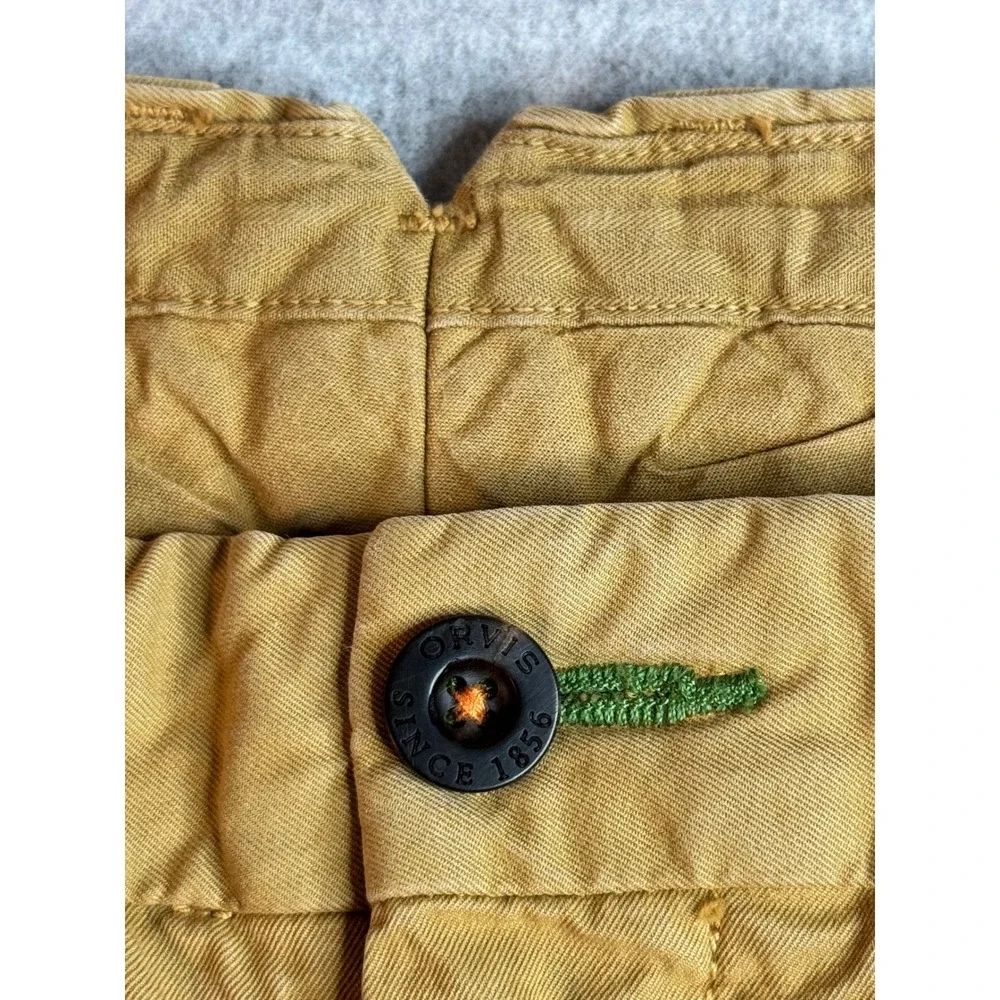 Orvis Ultimate Khakis Mens 36x30 Mustard Tan Cotton Twill Straight Leg Pants