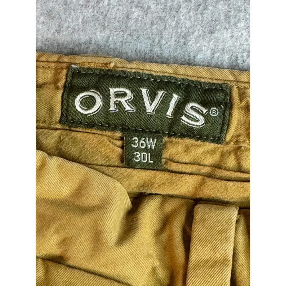 Orvis Ultimate Khakis Mens 36x30 Mustard Tan Cotton Twill Straight Leg Pants