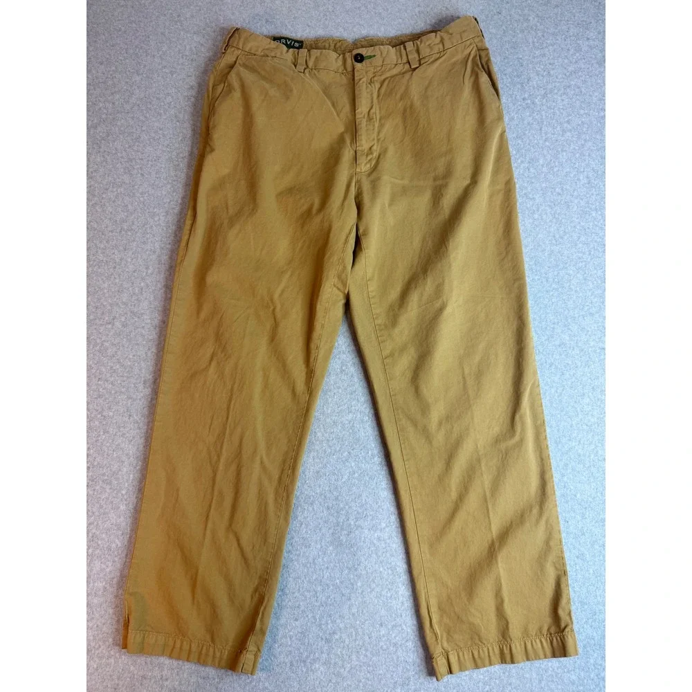 Orvis Ultimate Khakis Mens 36x30 Mustard Tan Cotton Twill Straight Leg Pants