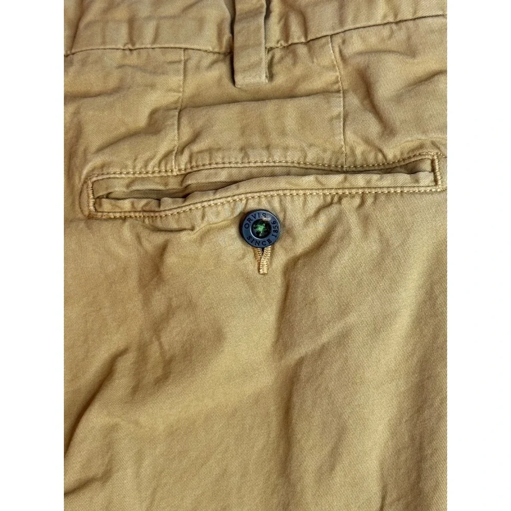Orvis Ultimate Khakis Mens 36x30 Mustard Tan Cotton Twill Straight Leg Pants