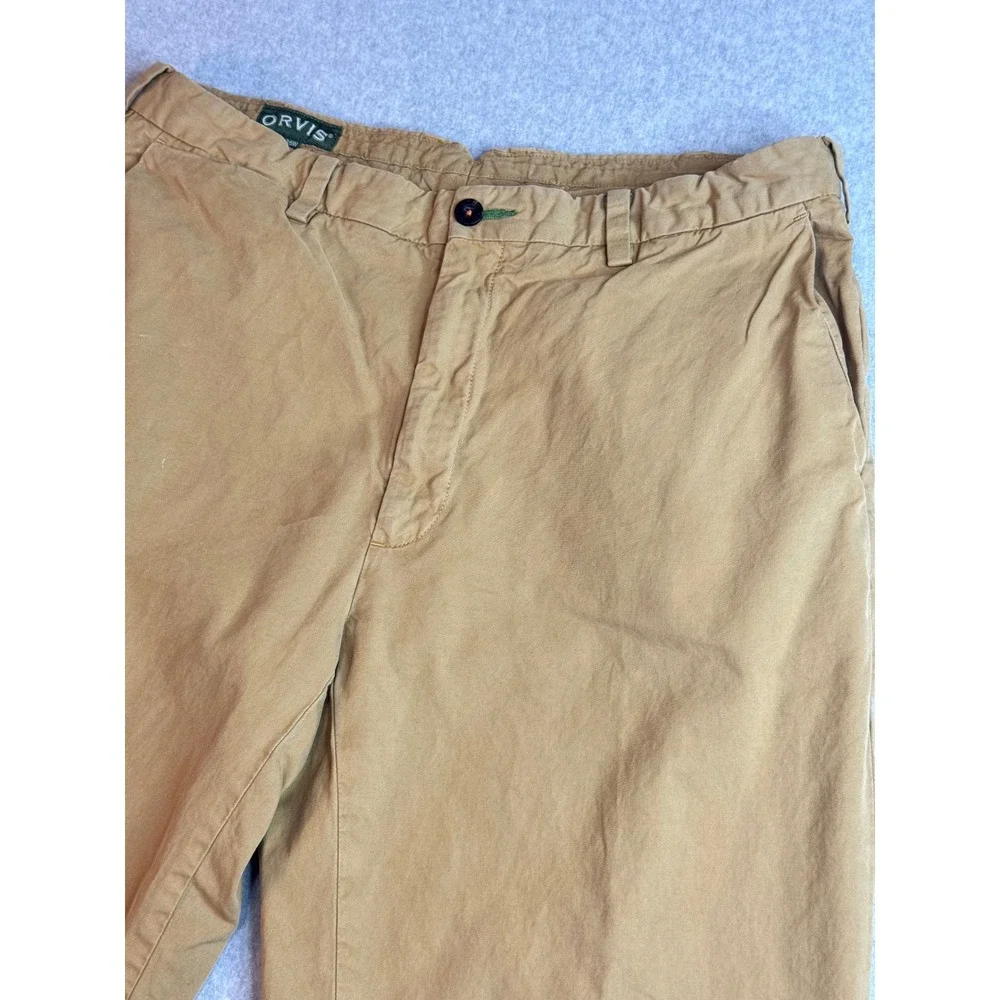 Orvis Ultimate Khakis Mens 36x30 Mustard Tan Cotton Twill Straight Leg Pants