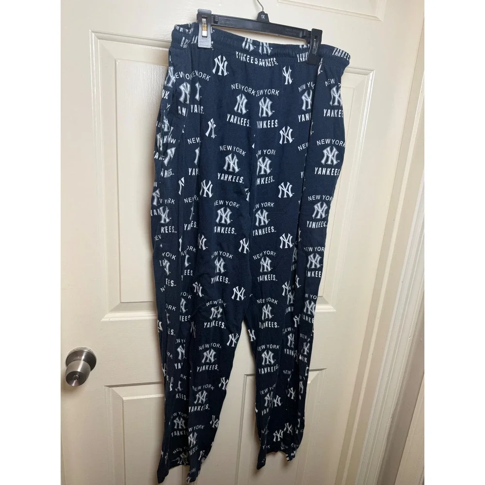MLB New York Yankees Pajama Pants Navy Blue All Over Print Mens XL Lounge
