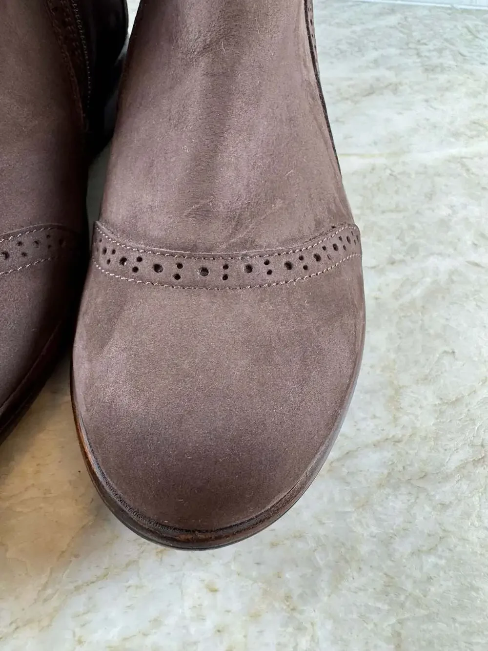 Naot Nefasi Coffee Bean Nubuck Leather Ankle Boots Brogue Zip Women EU 38