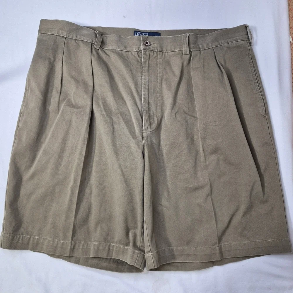 Polo Ralph Lauren Tyler Short Mens‎ 40 Khaki Pleated Chino Cotton Twill 8.5