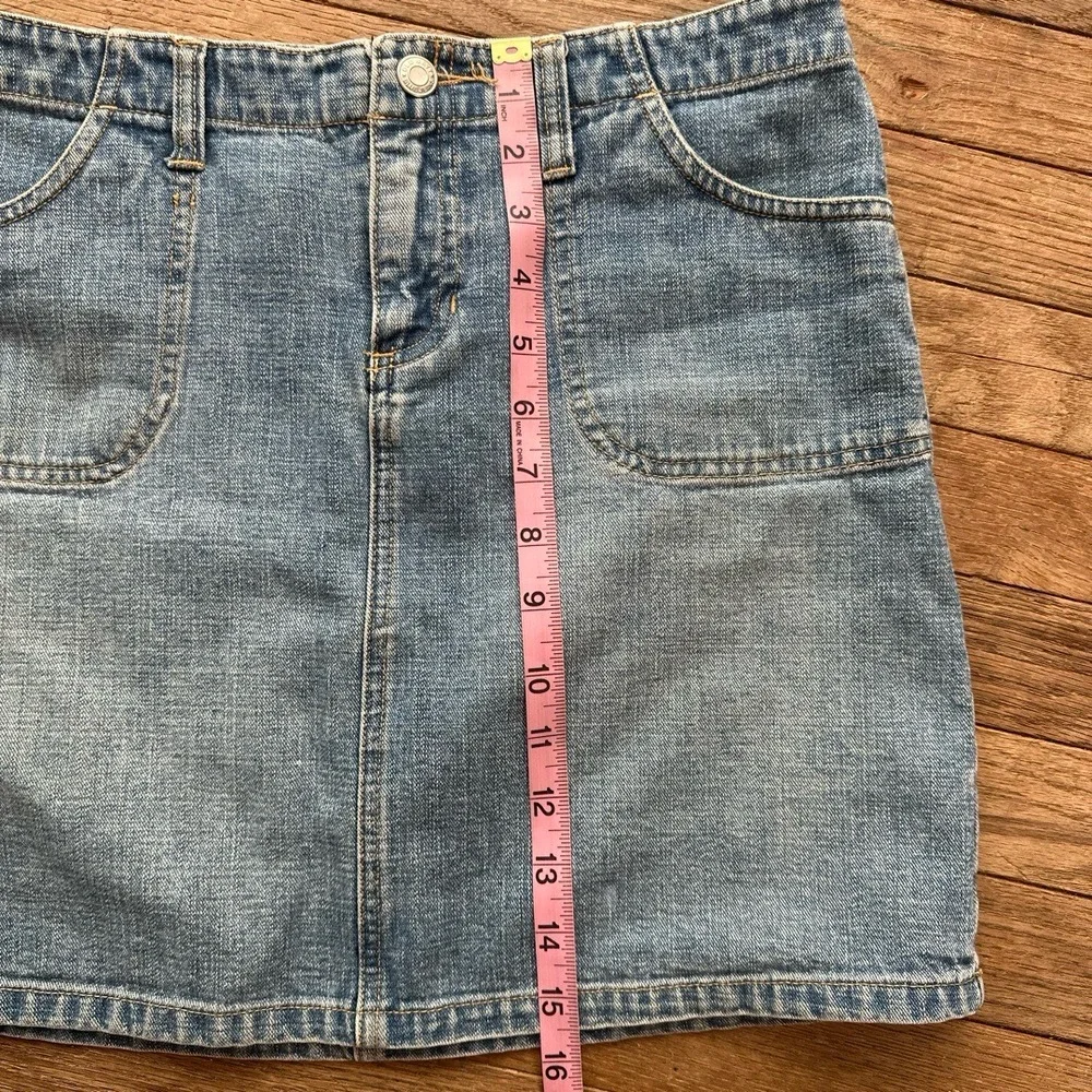 Old Navy Vintage 2000s Jean Skirt‎ 4 Blue Denim Mini Front Pockets Y2K Casual