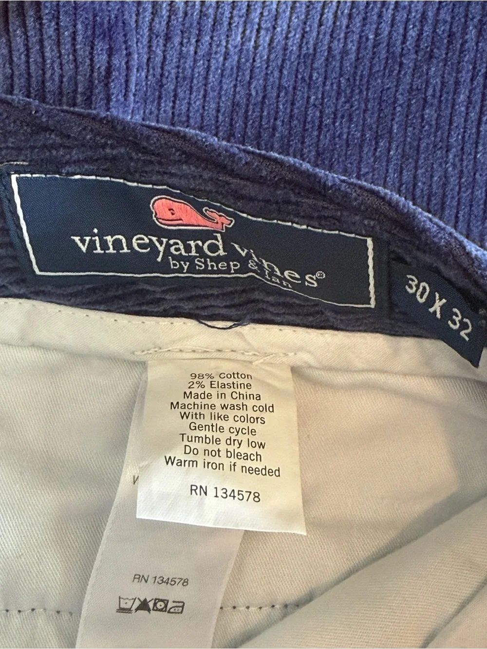 Vineyard Vines Men's Navy Blue Corduroy Pants