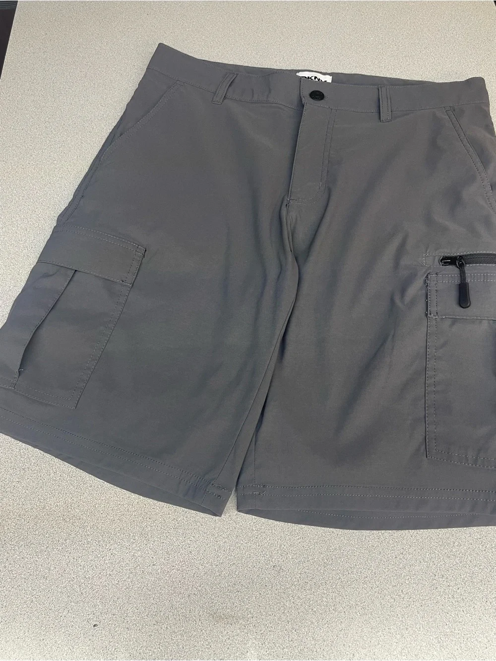 DKNY Men's Gray Cargo Shorts with Zip Pocket