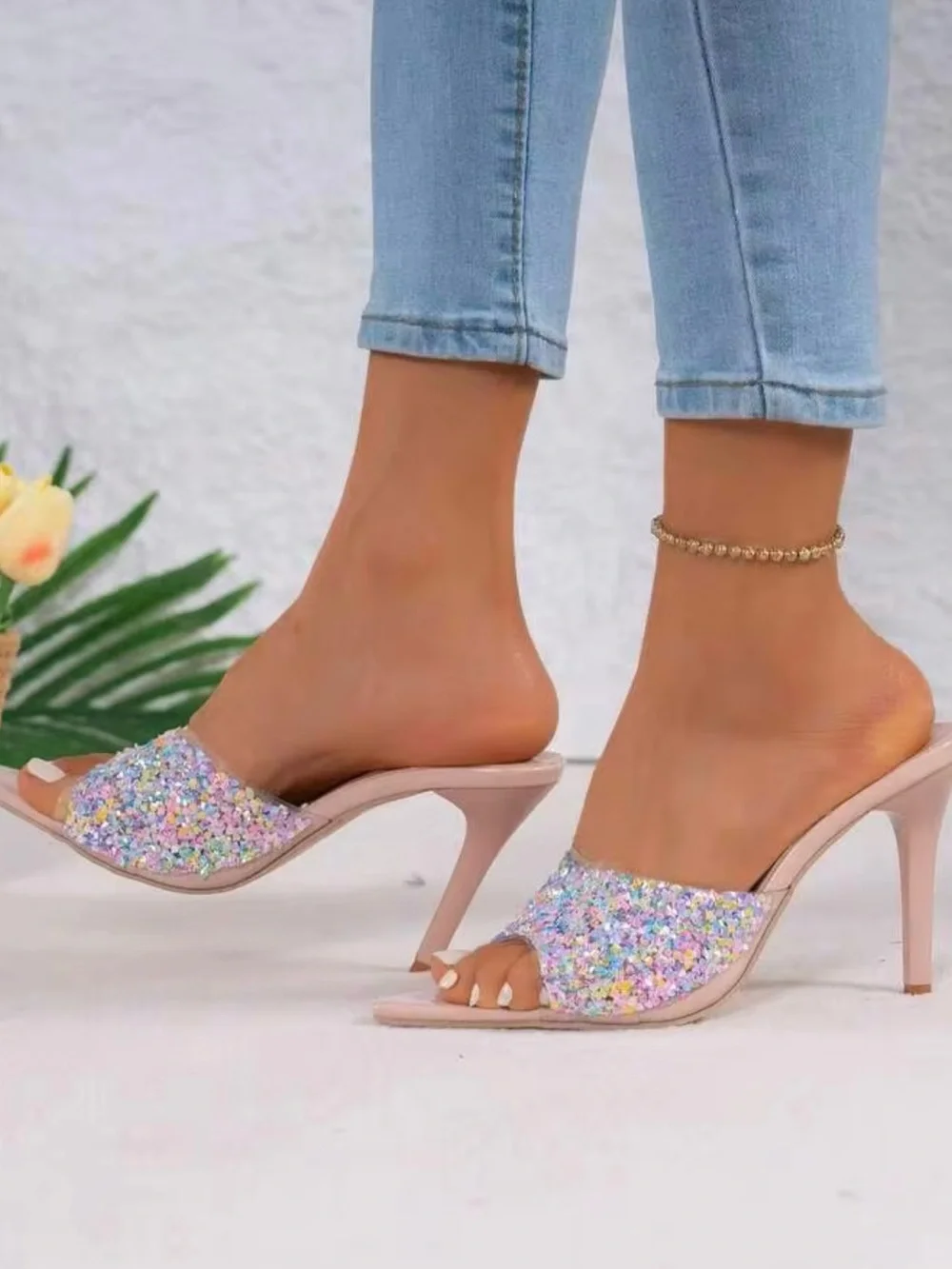 NWOT Sparkle Multi Colored Sequin Stiletto Heels