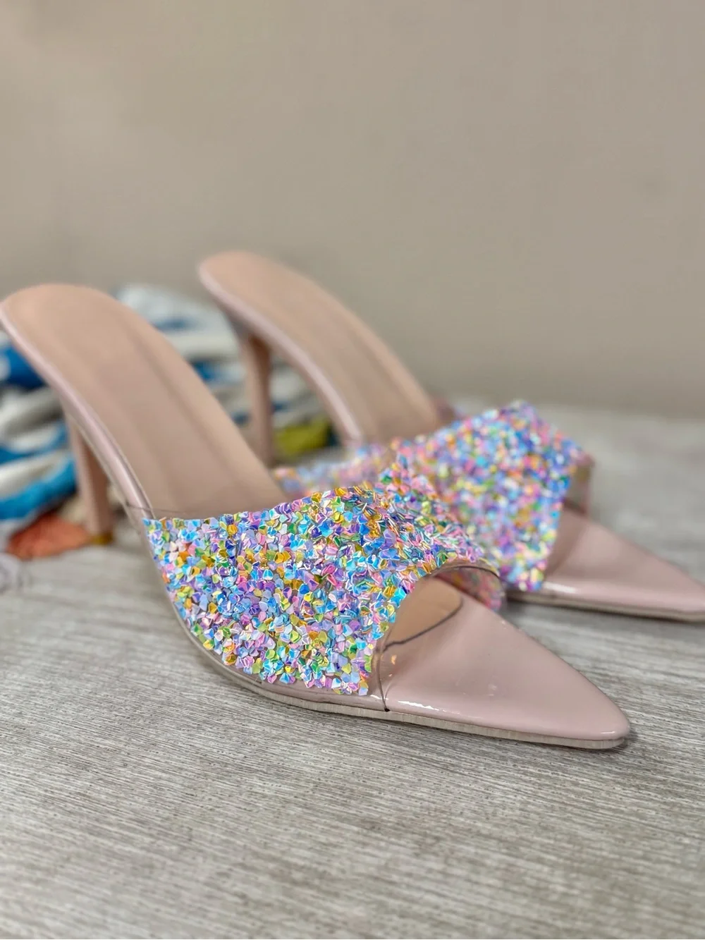 NWOT Sparkle Multi Colored Sequin Stiletto Heels