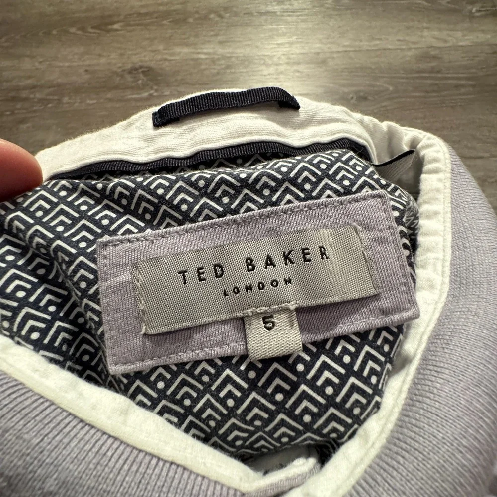 Ted Baker Polo Shirt Mens 5 XL Gray Knit Pique Modal Blend Comfort‎ Preppy Adult