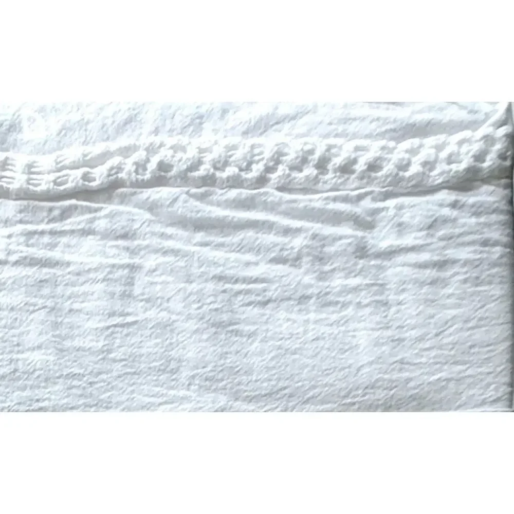 PiuBelle White Queen Sheet Set 100% Cotton Crochet Border Trim NWT Portugal