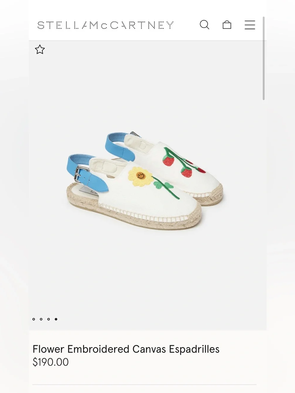 Stella McCartney Embroidered Canvas Espadrilles 3.5