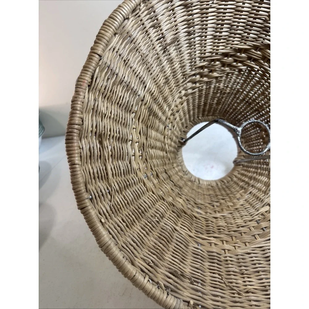 Woven Wicker Lamp Shade Handmade In‎ Africa Boho-Chic Country Cottage 8