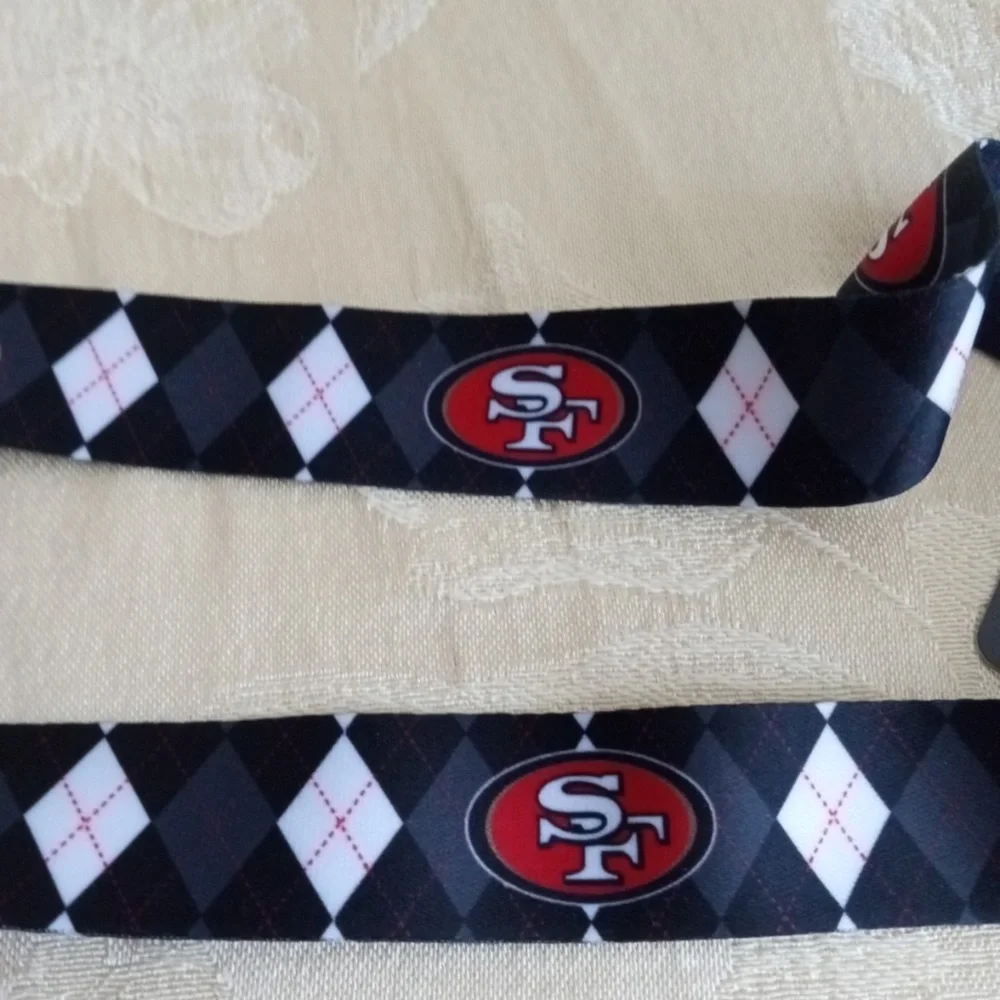 NFL San Francisco 49ers Argyle Lanyard Key Badge ID Holder New