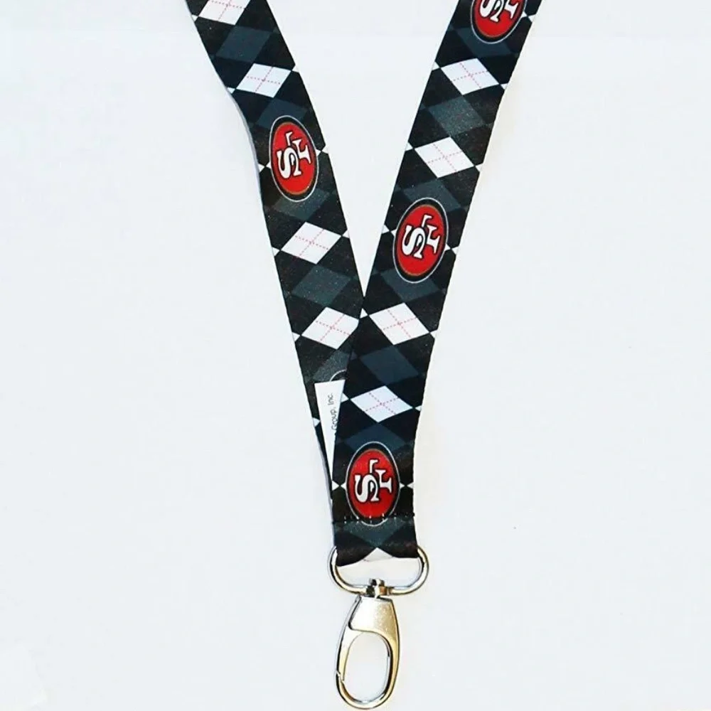 NFL San Francisco 49ers Argyle Lanyard Key Badge ID Holder New