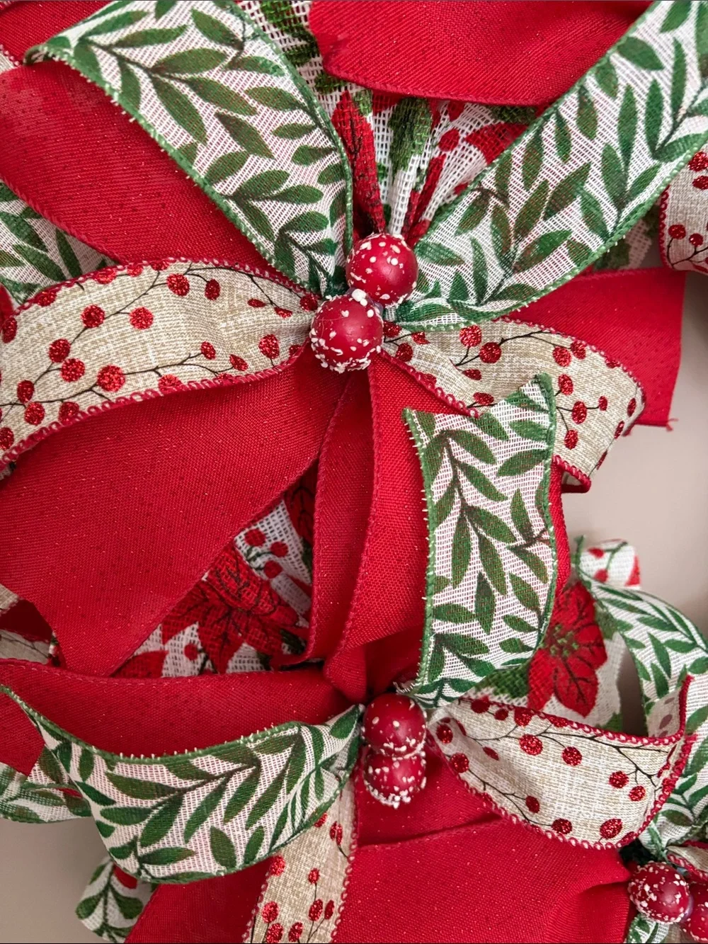 Holiday Ribbon Wreath in Red & Green