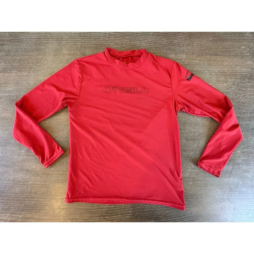 O'NEILL Red L/S Swim Top Surf Rash Guard Shirt Swimwear Boys Kids 12