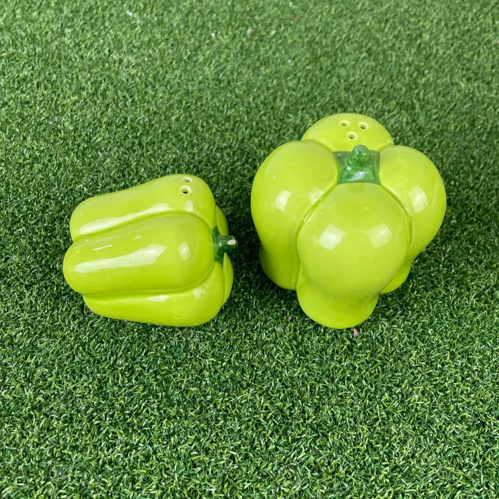 Vintage Albert Kessler Ceramic Green Bell Pepper Salt and Pepper Shakers