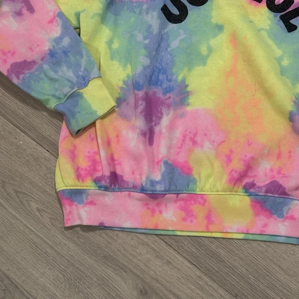 Justice Girls XL Plus Rainbow Tie Dye Pullover Sweater Long Sleeve‎ Logo