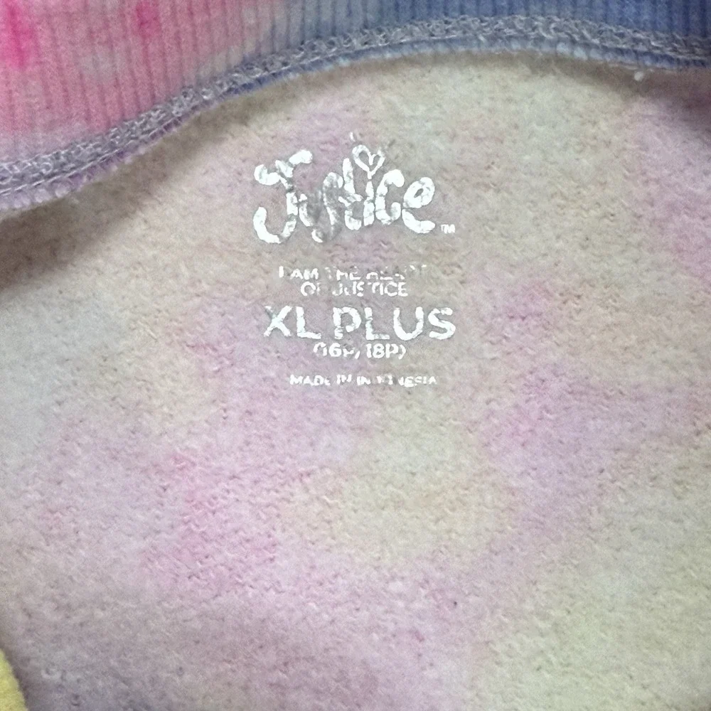 Justice Girls XL Plus Rainbow Tie Dye Pullover Sweater Long Sleeve‎ Logo